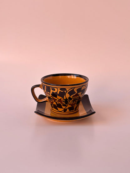 Amber Bloom Tea Cup & Saucer Set of 6