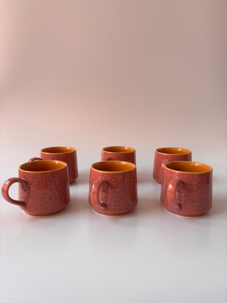 Luxury Speckled Ceramic Tea Cup Set of 6