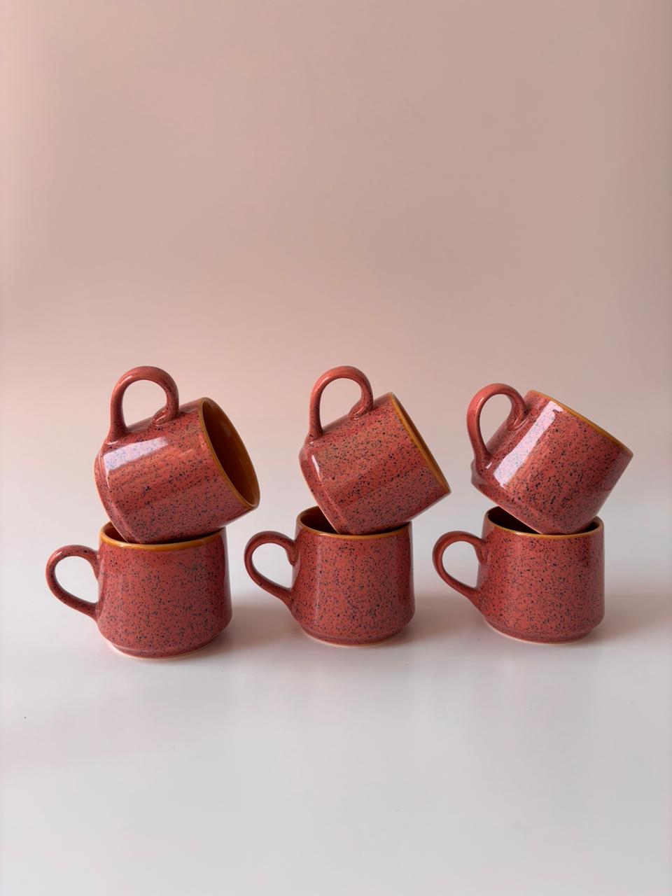 Luxury Speckled Ceramic Tea Cup Set of 6