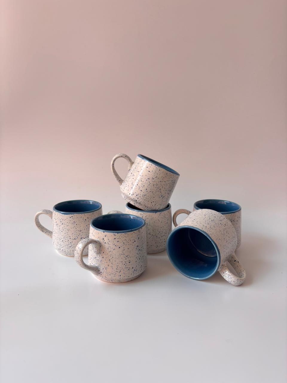 Luxury Speckled Ceramic Tea Cup Set of 6