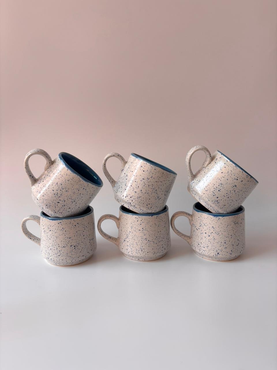 Luxury Speckled Ceramic Tea Cup Set of 6