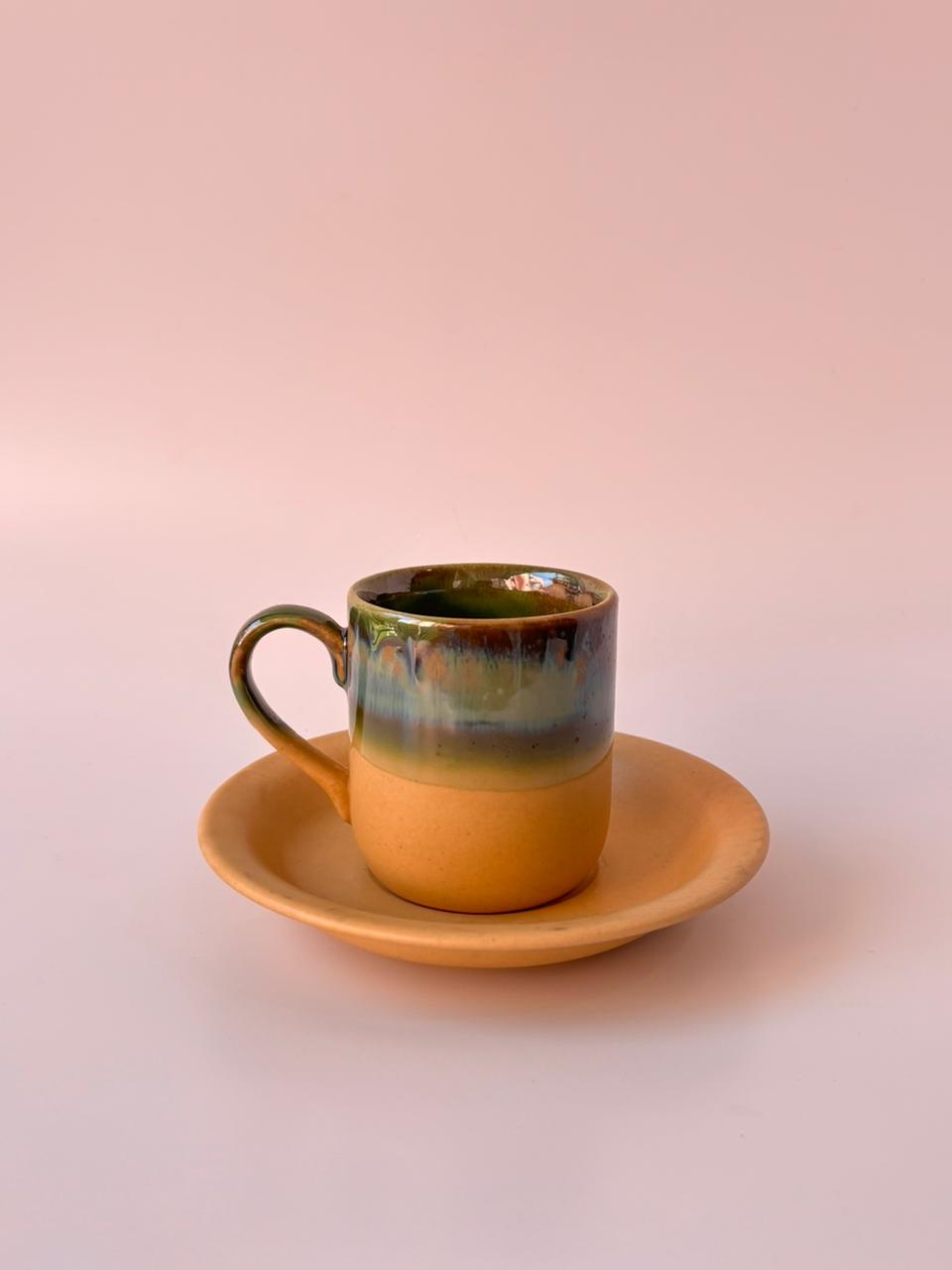 Luxury Glazed Ceramic Tea Cup & Saucer Set of 6