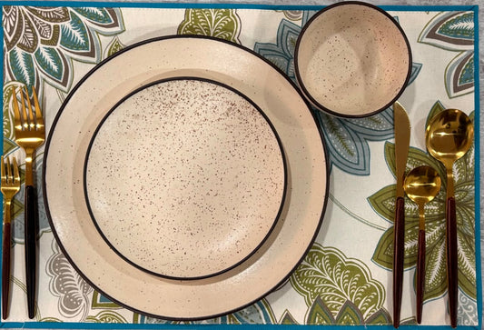 Beige Speckled Ceramic Dinner Set( Set of 3)