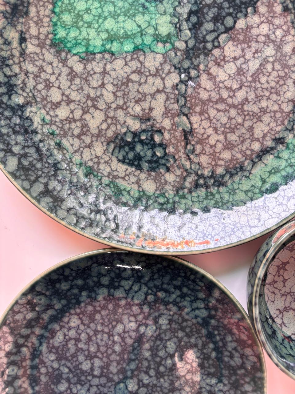 Emerald Reactive Glaze Dinner Set (Set of 6)