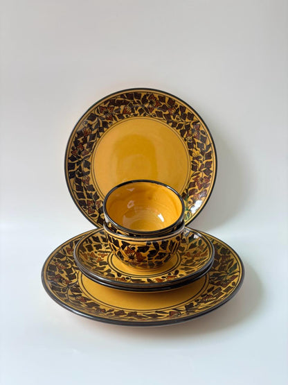 Mustard Floral Vine Dinner Set (Set of 6)