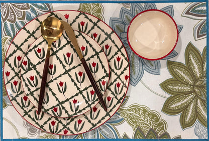 Tulip Hand-Painted Ceramic Dinner Set( Set of 3)