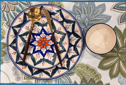 Hand-Painted Floral Burst Ceramic Dinner Set( Set of 3)