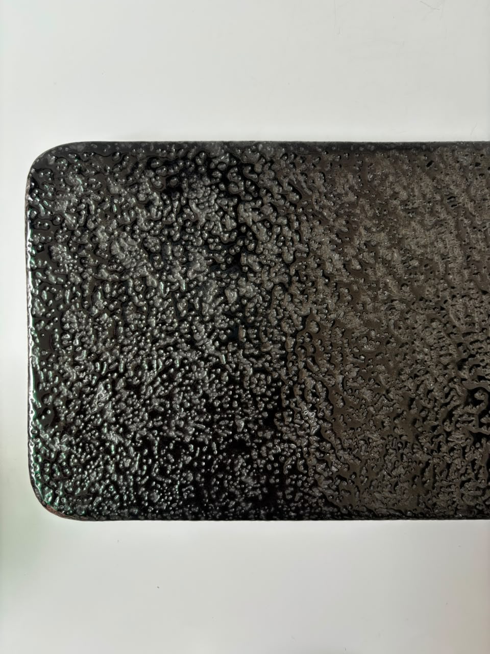 Premium Textured Black Ceramic Sushi Serving Platter with Dip Bowl
