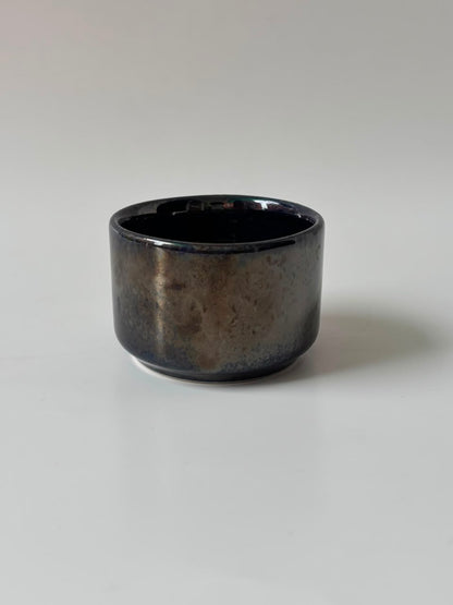 Premium Textured Black Ceramic Sushi Serving Platter with Dip Bowl